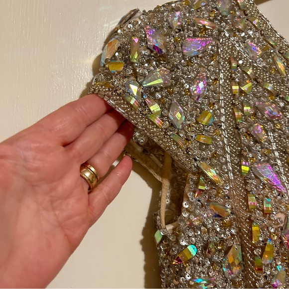 TERANI COUTURE SHORT BEADED JEWELS EMBELLISHED COCKTAIL DRESS Formal WeddingProm - Picture 13 of 16